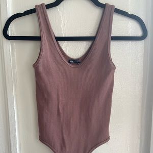 Zara Ribbed Scoopneck Bodysuit
